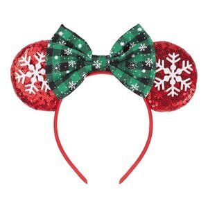 Christmas Mouse Ears Headband Red New Year Party Princess Decoration For Girls